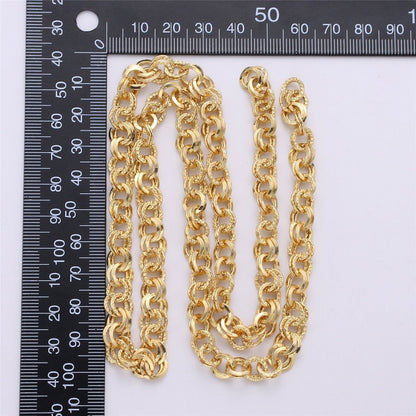 7mm Width White Gold / 14K Gold Plated Textured Necklace Bracelet Rolo Chain | ROLL-096, ROLL-097 Clearance Pricing