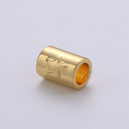7x9mm Bead CZ Gold Beads Star Beads cylinder Beads Charm for Bracelet Necklace Supply 4mm hole B-323