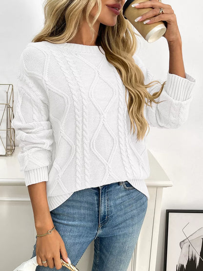 Cable Knit Round Neck Sweater