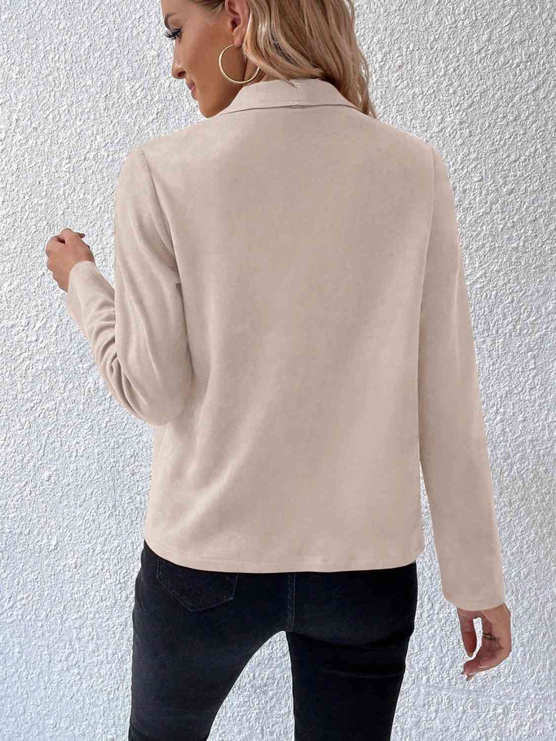 Classic Minimalist Collared Long Sleeve Jacket for Women – Minimalist &amp; Lightweight Everyday Outerwear