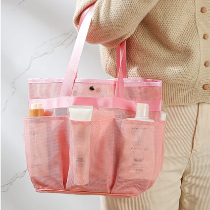 Mesh bath bag, mesh pocket tote swimming wash bag, men&
