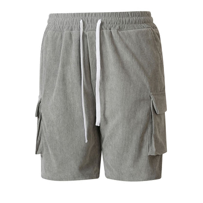 Corduroy Utility Shorts With An Elastic Waist And Drawstring
