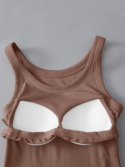 Round Neck Tank with Bra for Everyday Comfort Wear
