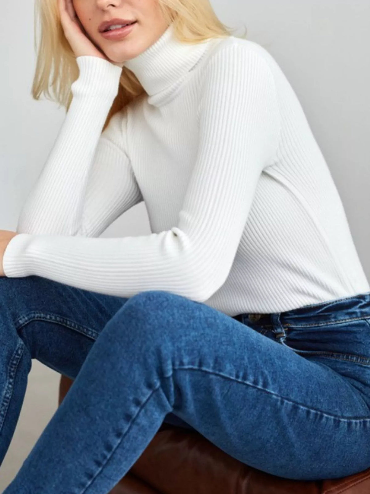 Full Size Ribbed Knit Turtleneck Sweater Plus Size