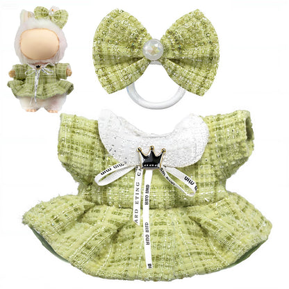 3 Piece Handmade Crochet Outfit for 17cm Dolls - Heart Sweater Hat &amp; Bag Set