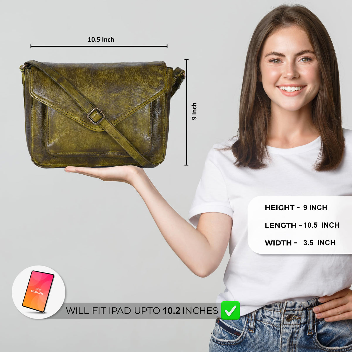 Leather Flapover Crossbody Handbag Purse for Women with Adjustable Strap &amp; Overflap Snap Closure Tote/Bag