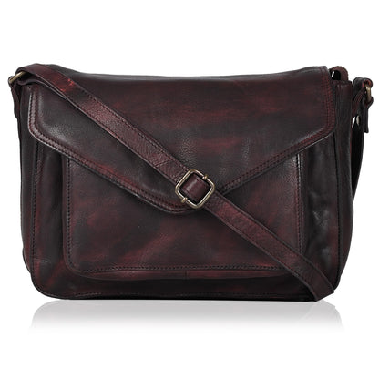Leather Flapover Crossbody Handbag Purse for Women with Adjustable Strap &amp; Overflap Snap Closure Tote/Bag