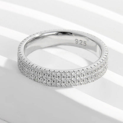 Inlaid Zircon 925 Sterling Silver Ring for Elegant Style