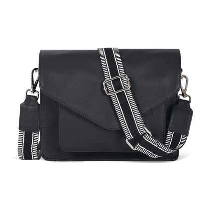 Leather Flapover Crossbody Handbag Purse for Women with Adjustable Strap &amp; Overflap Snap Closure Tote/Bag