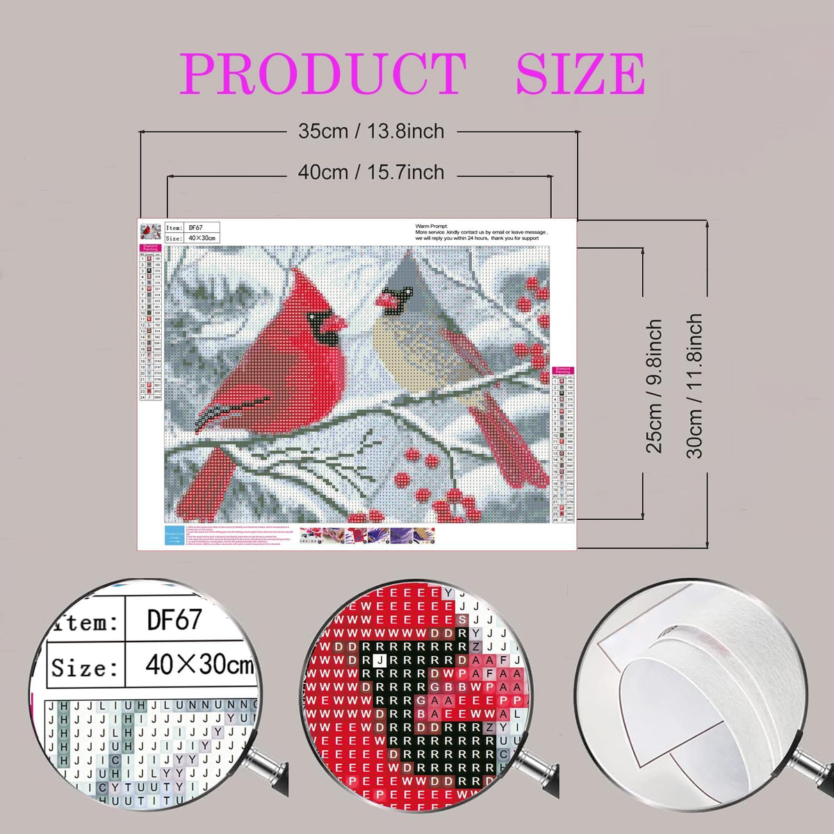 Cardinals Diamond Art Kits for Adults, 5D Christmas Diamond Painting Kits for Beginner, Full Round Drills Red Birds Painting By Diamond Snow Scene Bead Gem Art for Home Decor 16 x 12 in