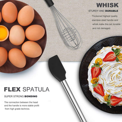 Kitchen Utensil Set-Silicone Cooking Utensils-33 Kitchen Gadgets &amp; Spoons for Nonstick Cookware-Silicone and Stainless Steel Spatula Set-Best Kitchen Tools, Useful Pots