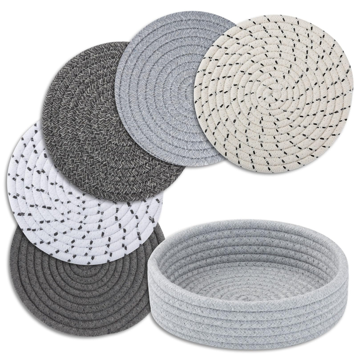 Heat-Resistant Trivet Set for Hot Pots &amp; Pans with Storage Basket
