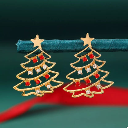 18K Gold-Plated Christmas Tree Earrings