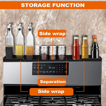 AWOKE Stove Top Shelf - Silicone Material Magnetic Shelf for The Stove - 3 Functional Partitions Kitchen Spice Rack Organizer