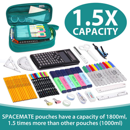 Large Pencil Case 1800ml - Heavy Duty Canvas School Supplies Organizer for Kids Students