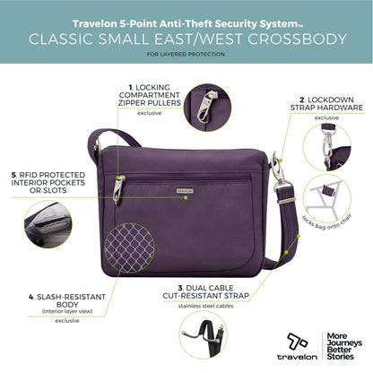 Travelon Anti-Theft Classic Small East/West Crossbody