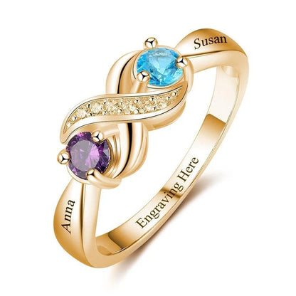 12th Birthday Stone Love Heart Ring Female