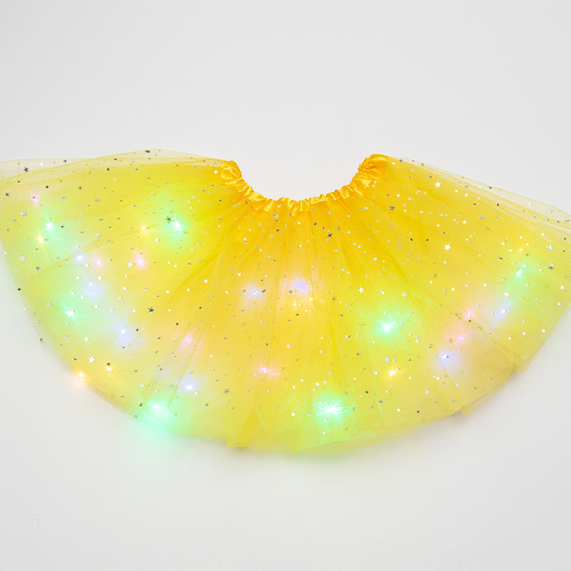 Magical &amp; Luminous  LED Princess Halloween Tutu Skirt Sequins Shiny Skirt