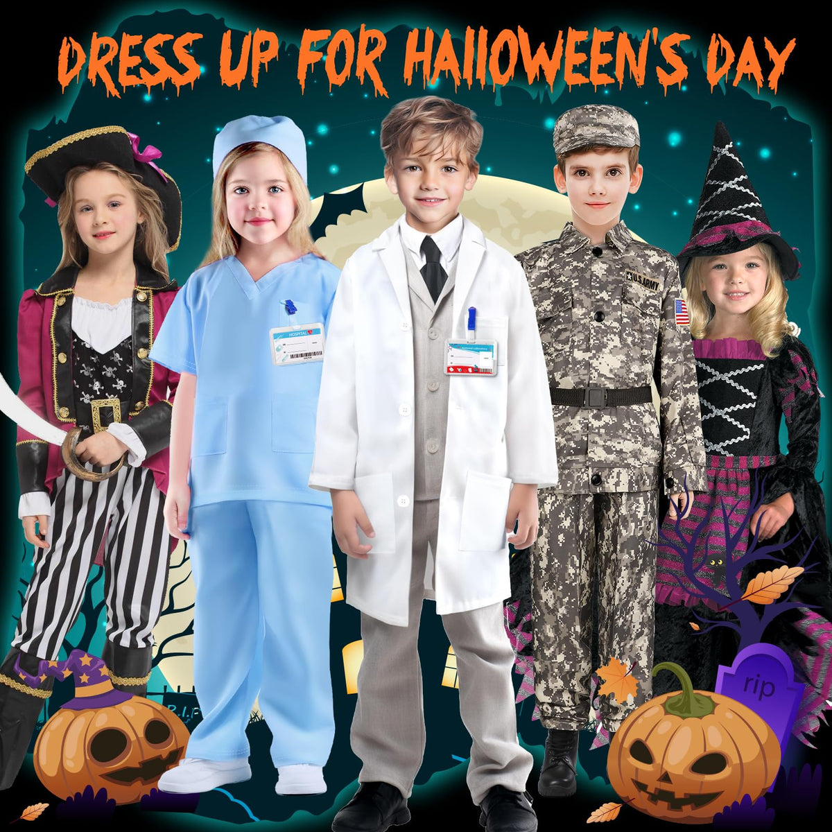 Doctor Costume for Kids - Lab Coat with Real Stethoscope Ages 3-12