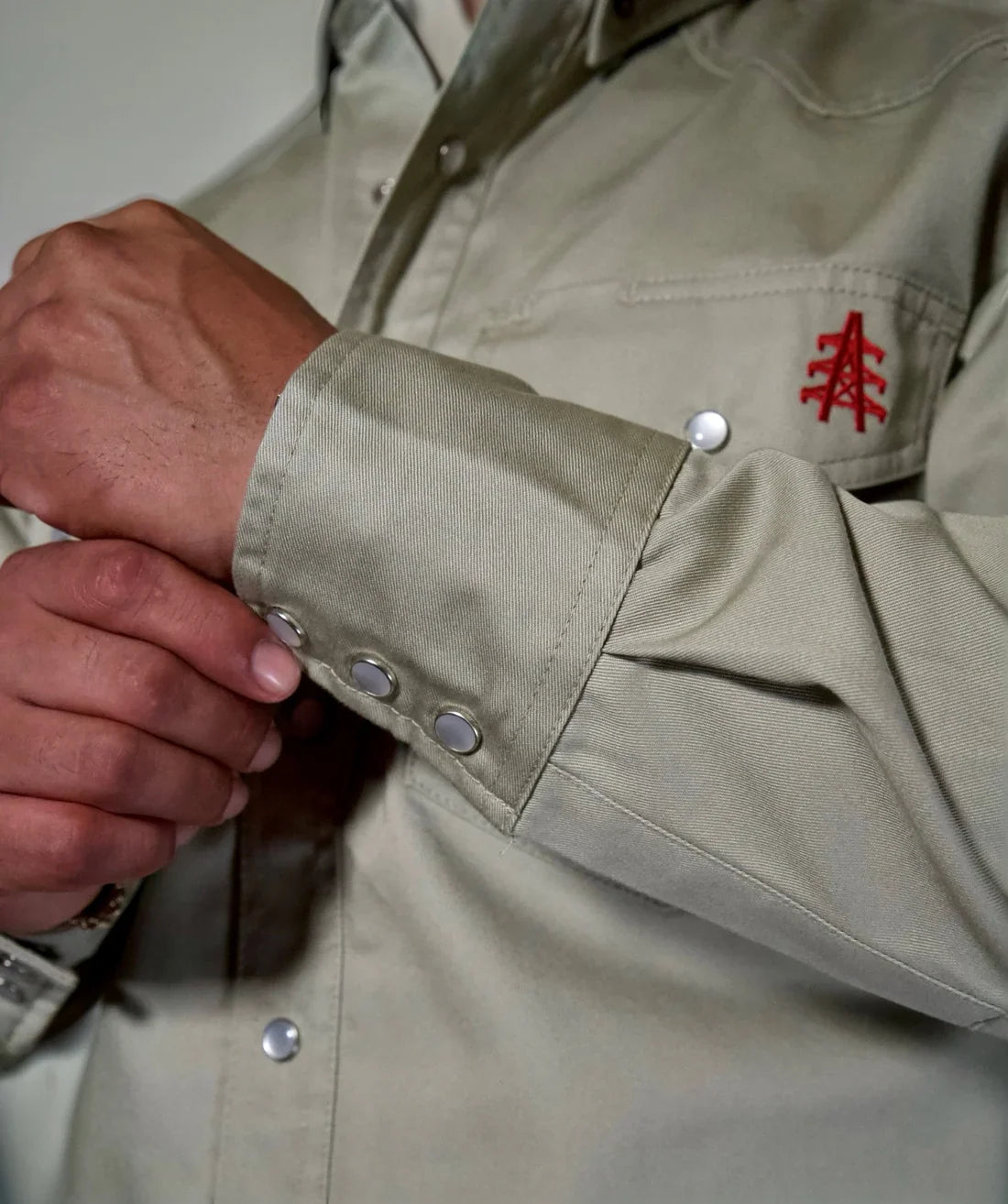 FR Western Style Pearl Snap - Khaki