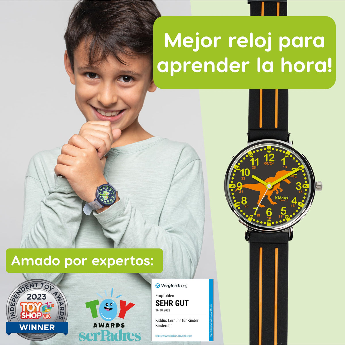 Kids Time Teacher Watch - Educational Analog Watch with Japanese Quartz Movement Ages 5-12