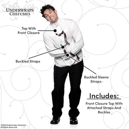 Adult Straight Jacket Psychotic Mental Asylum Patient White Costume