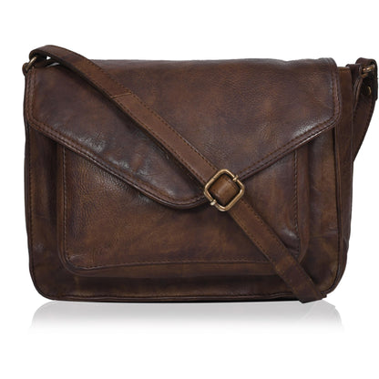 Leather Flapover Crossbody Handbag Purse for Women with Adjustable Strap &amp; Overflap Snap Closure Tote/Bag