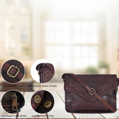Leather Flapover Crossbody Handbag Purse for Women with Adjustable Strap &amp; Overflap Snap Closure Tote/Bag