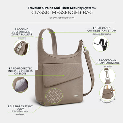 Travelon Anti-Theft Classic Messenger Bag