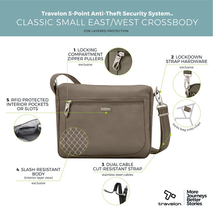 Travelon Anti-Theft Classic Small East/West Crossbody