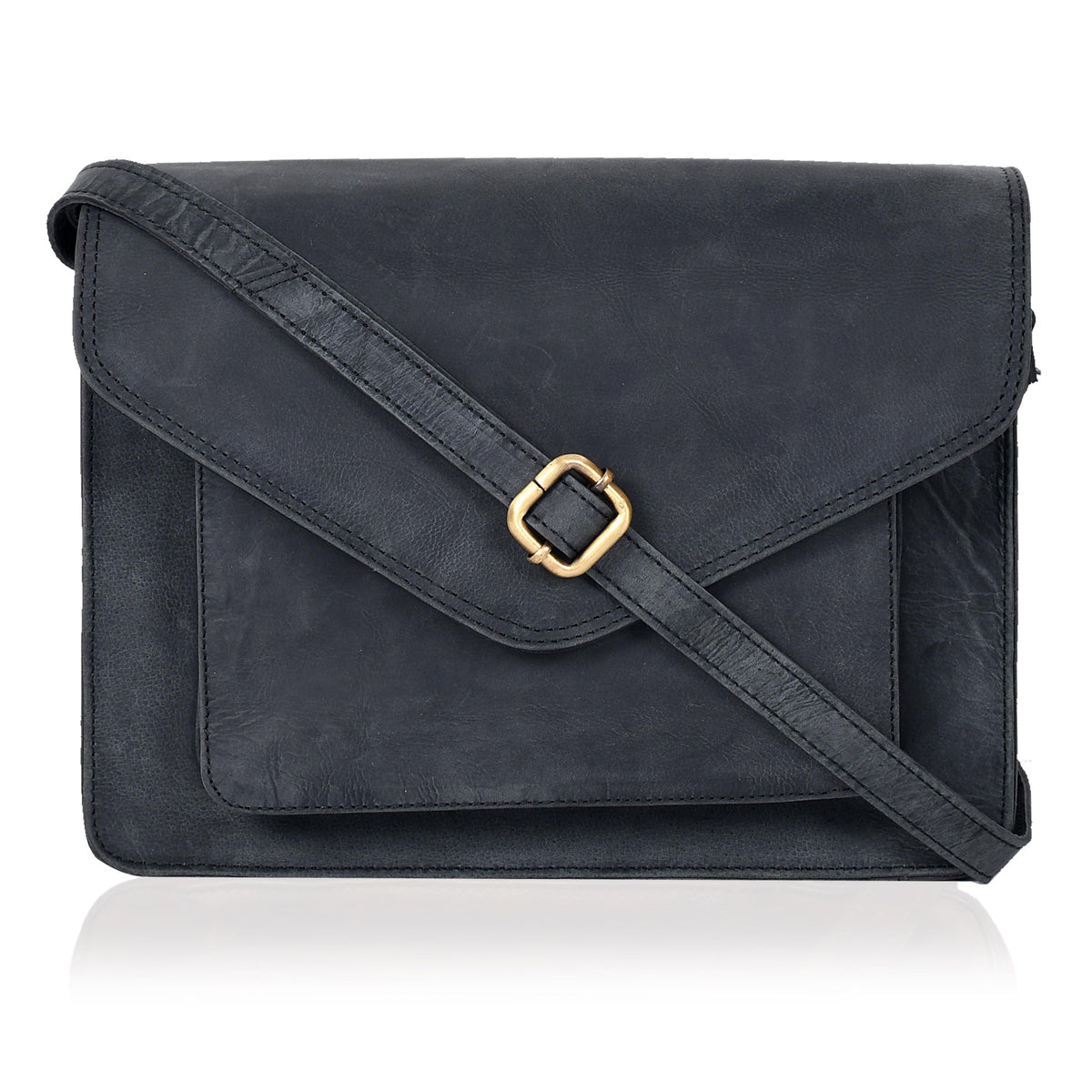 Leather Flapover Crossbody Handbag Purse for Women with Adjustable Strap &amp; Overflap Snap Closure Tote/Bag