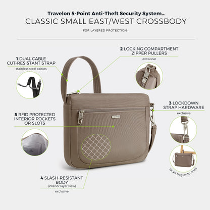 Travelon Anti-Theft Classic Small East/West Crossbody