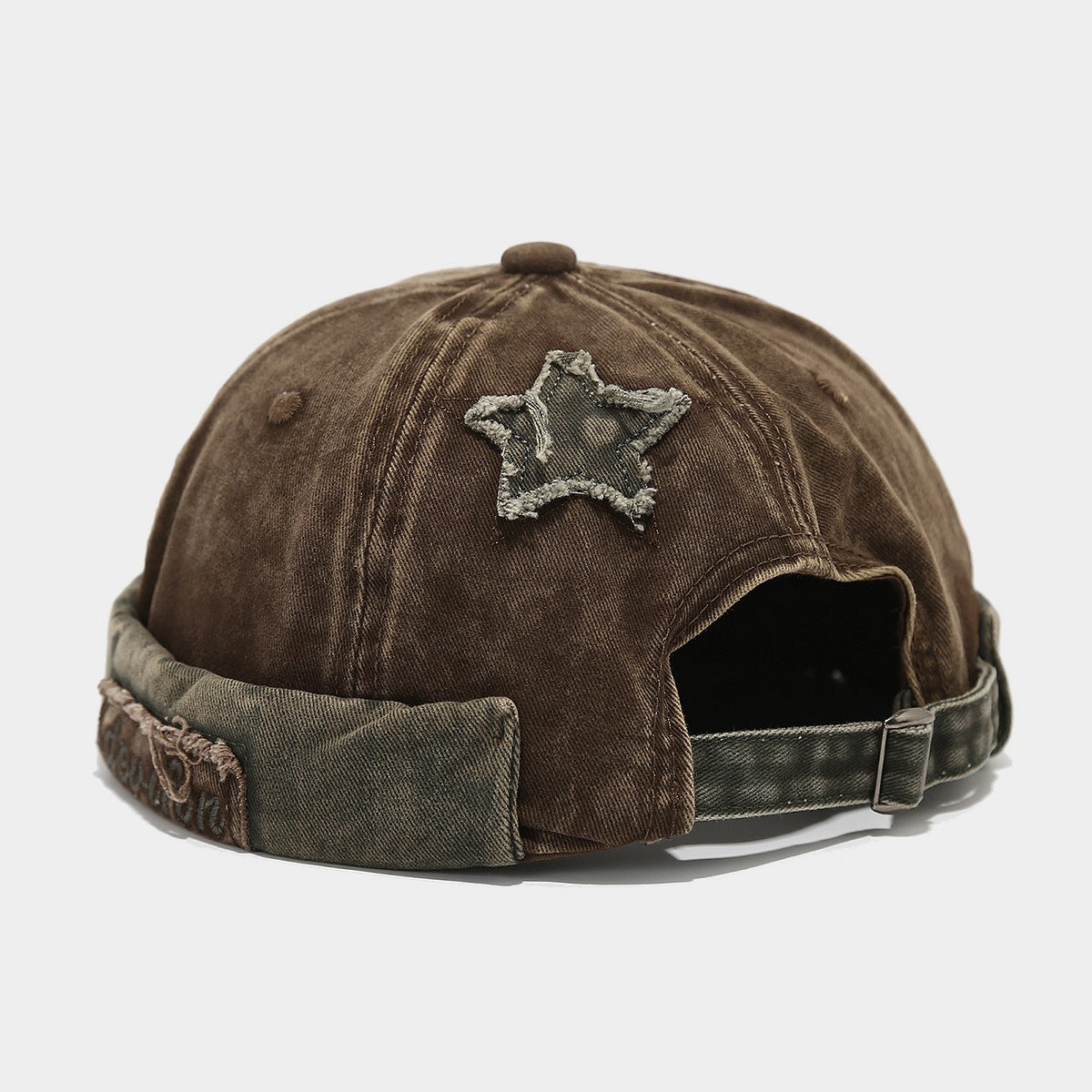 Men And Women Can Wear This Vintage Hat With Frayed Edges, Featuring A Five-point Star Patch. It&
