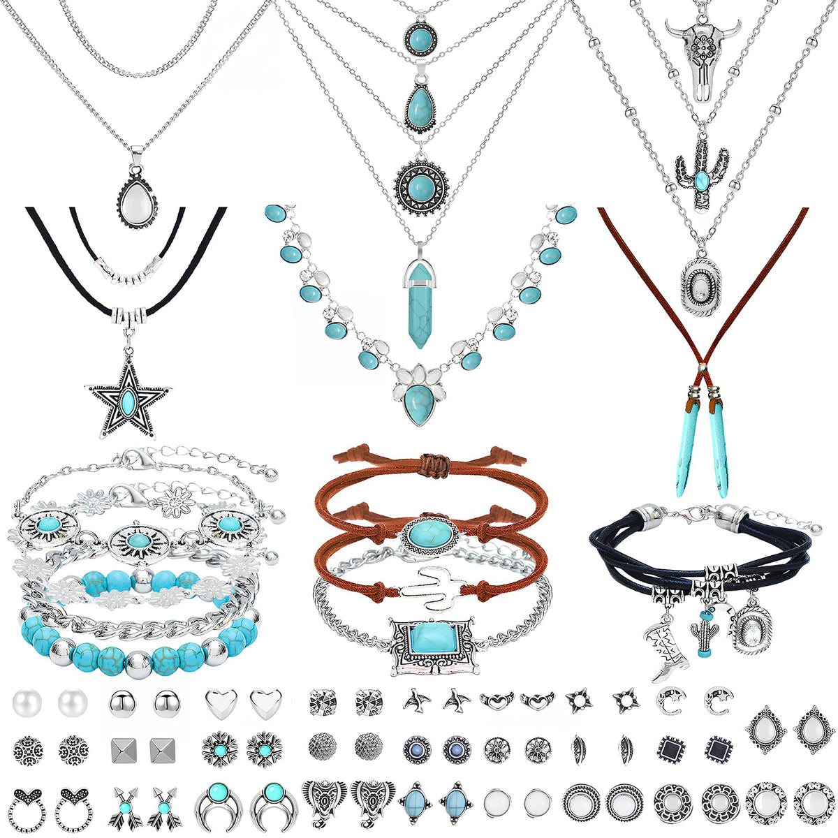 69-Piece Gold Jewelry Set for Women | Necklaces, Bracelets &amp; Earrings