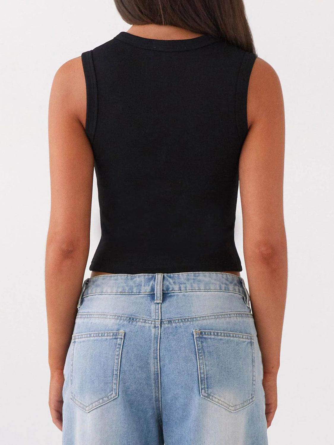 Lovelet Button Up Round Neck Tank for Stylish Comfort