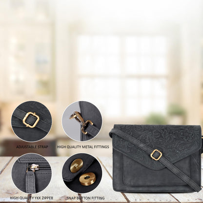 Leather Flapover Crossbody Handbag Purse for Women with Adjustable Strap &amp; Overflap Snap Closure Tote/Bag