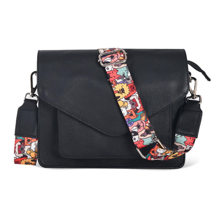 Leather Flapover Crossbody Handbag Purse for Women with Adjustable Strap &amp; Overflap Snap Closure Tote/Bag