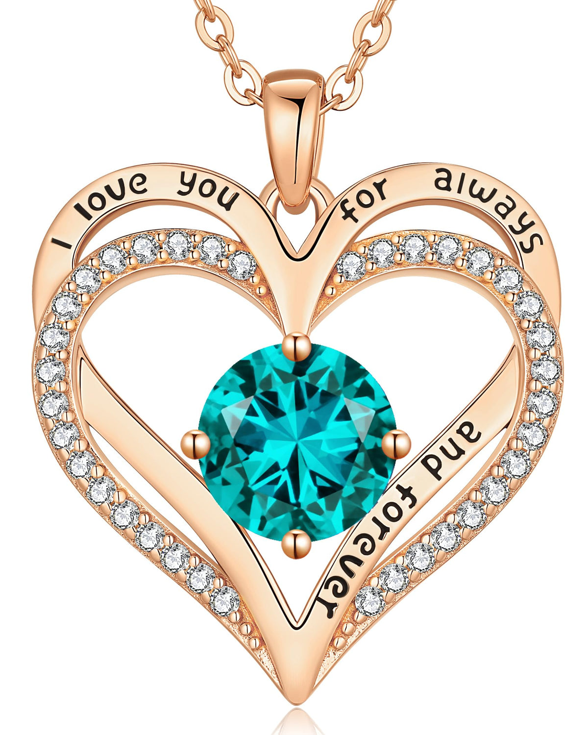 Personalized Double Heart Birthstone Necklace for Women – Sterling Silver Gift