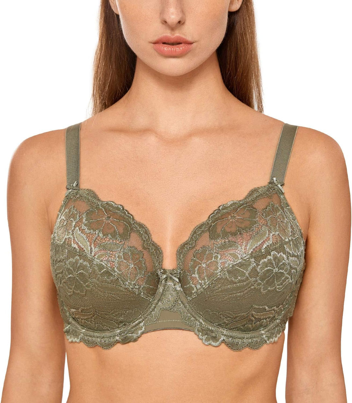 Plus Size Full Coverage Bra - Lace Underwire Unlined Bra Up to J Cup