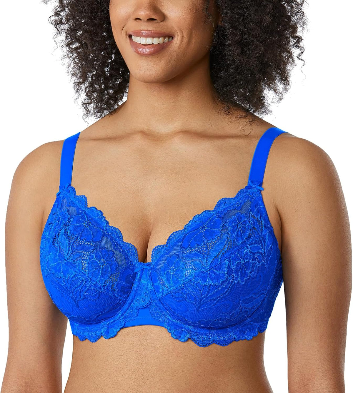 Plus Size Full Coverage Bra - Lace Underwire Unlined Bra Up to J Cup