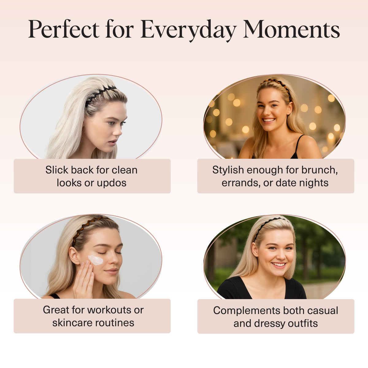 Women Accessories - Comfortable Comb Headbands with Teeth - Recycled Plastic Hair Accessories - 2 Pack