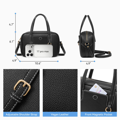 BOSTANTEN Small Crossbody Bag for Women Vegan Leather Purse | Lightweight, Top Handle, Adjustable Strap, Compact Storage for Travel Shopping Everyday