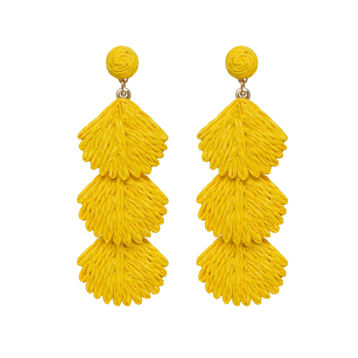 Raffia Dangle Earrings for Women - Boho Statement Rattan Drop Jewelry with Shell Design, Lightweight Summer Beach Trendy Accessories