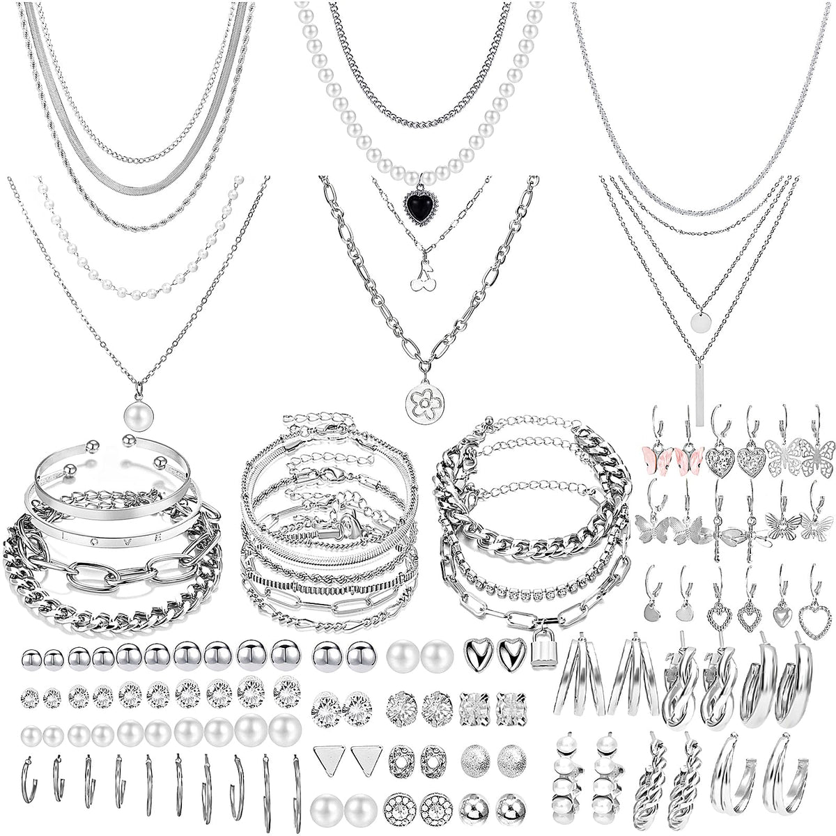 69-Piece Gold Jewelry Set for Women | Necklaces, Bracelets &amp; Earrings