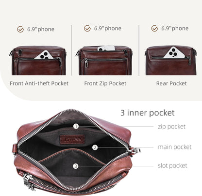 Iswee Crossbody Bags for Women Rfid Travel Medium Leather Purse Shoulder Handbag with Adjustable Strap Multiple Pockets
