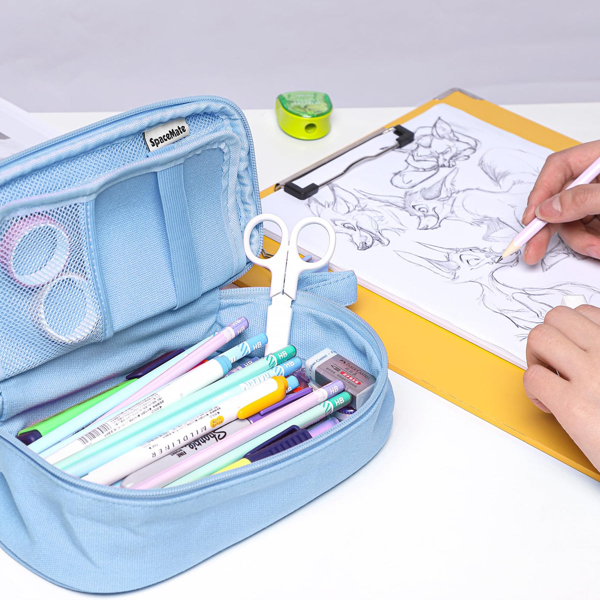 Large Pencil Case 1800ml - Heavy Duty Canvas School Supplies Organizer for Kids Students