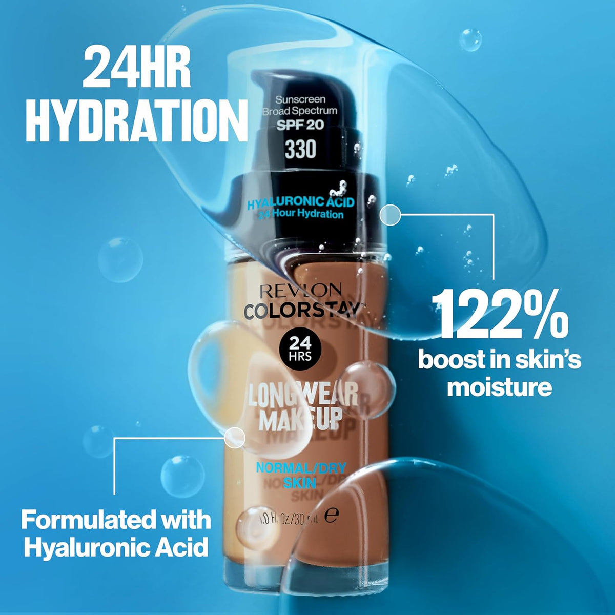Revlon Liquid Foundation, ColorStay Face Makeup for Normal &amp; Dry Skin, SPF 20, Longwear Medium-Full Coverage with Natural Finish, 240 Medium Beige, 1 Fl Oz