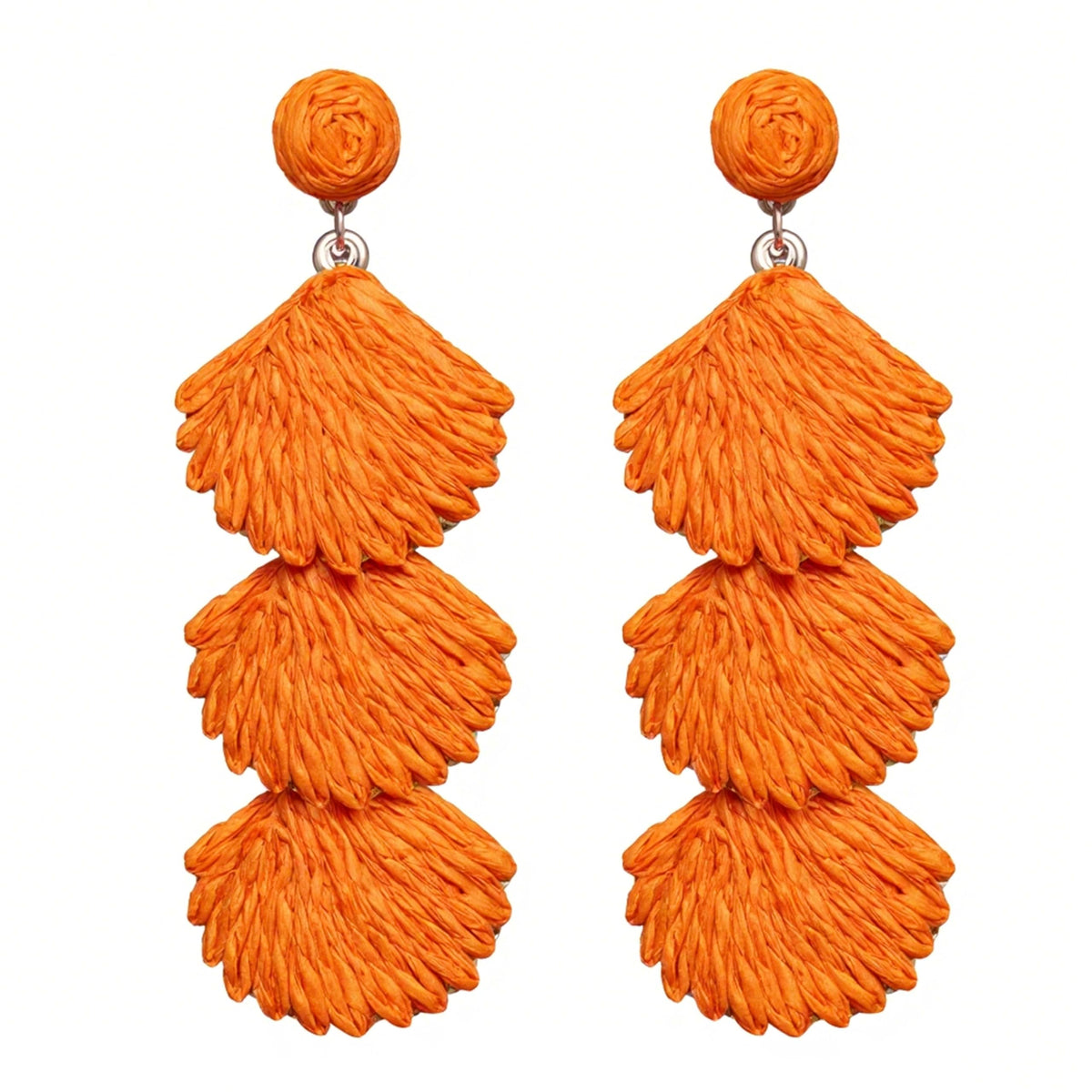 Raffia Dangle Earrings for Women - Boho Statement Rattan Drop Jewelry with Shell Design, Lightweight Summer Beach Trendy Accessories