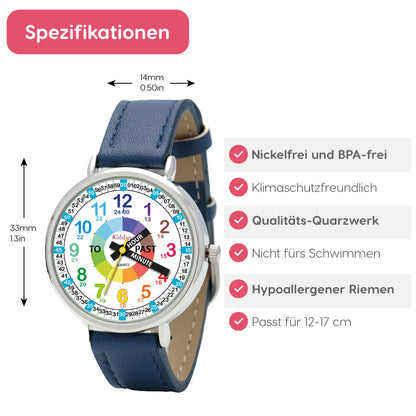 Kids Time Teacher Watch - Educational Analog Watch with Japanese Quartz Movement Ages 5-12