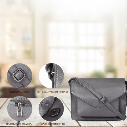 Leather Flapover Crossbody Handbag Purse for Women with Adjustable Strap &amp; Overflap Snap Closure Tote/Bag
